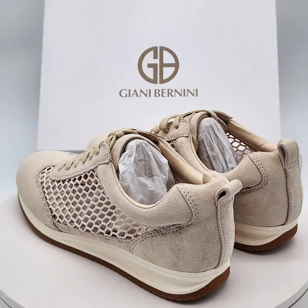 NEW - Giani Bernini Tesiaas Buff Nude Mesh Lace-Up Sneakers Women's Size 9 M